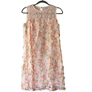 NWT Karl Lagerfeld Pink Lined Applliquè Floral Sleeveless Sundress SZ 2